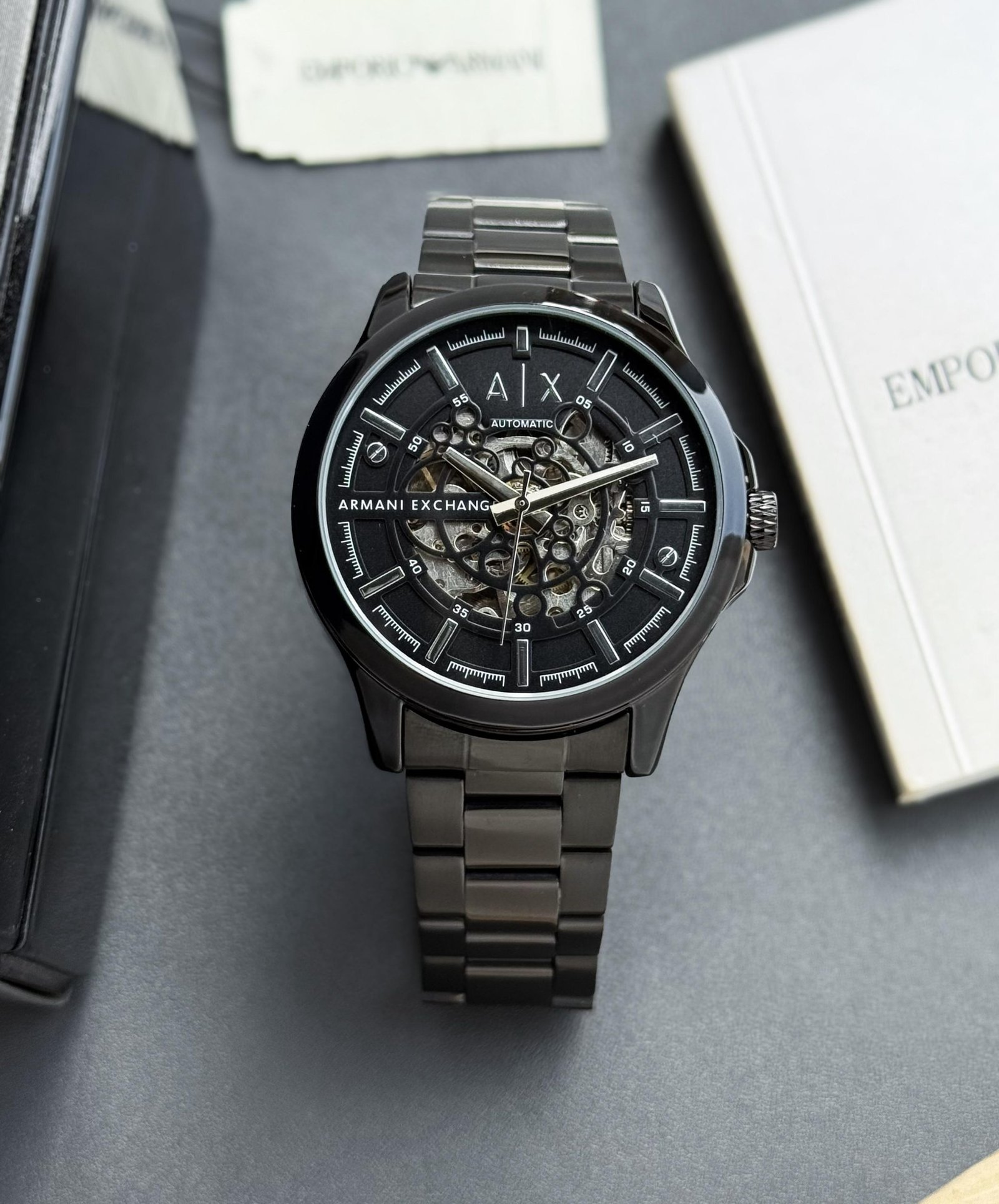 Armani Exchange Automatic Skeleton Watch Hover