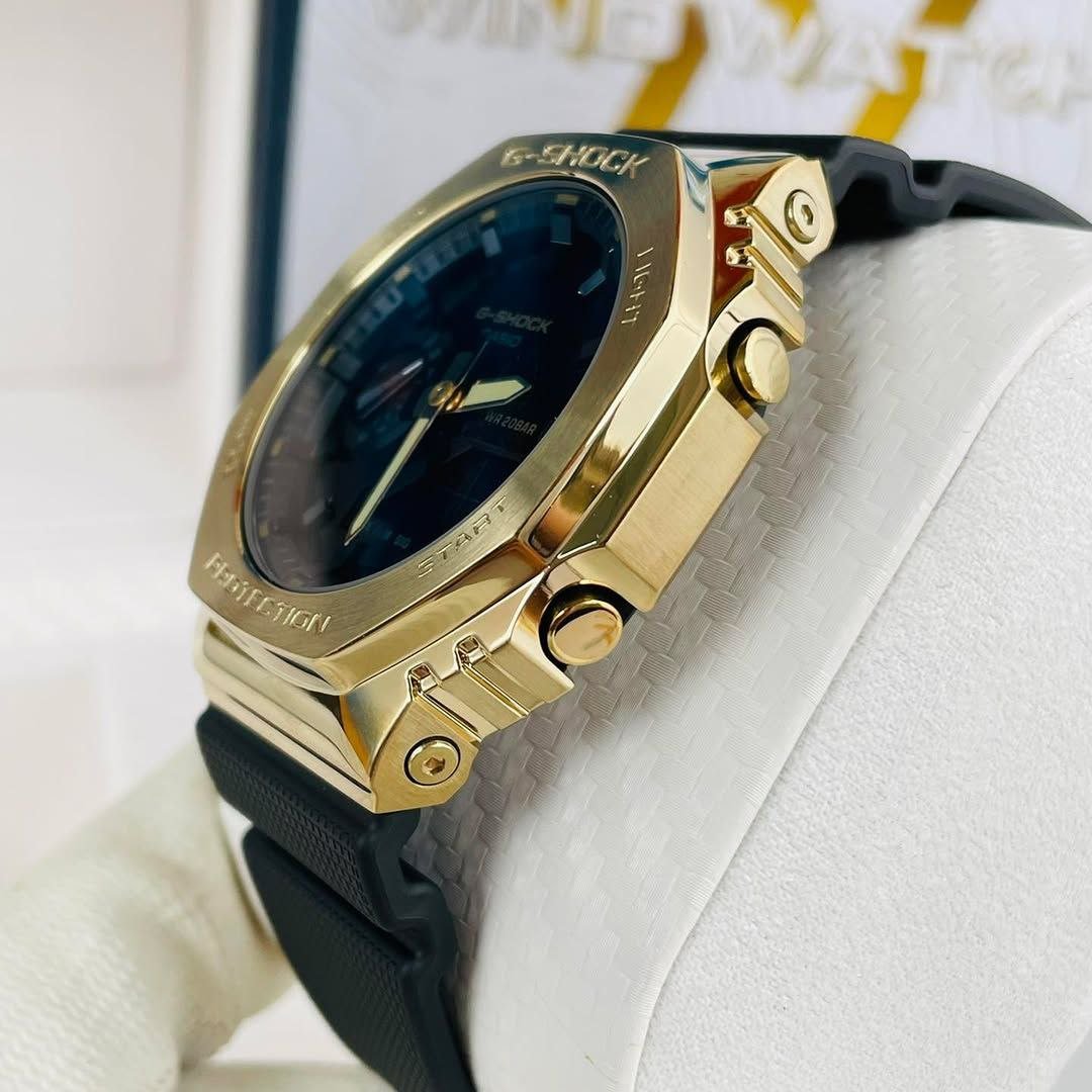 Casio G-Shock "CasiOak" Metal Covered Series — Gold-Tone Stainless Steel Bezel with Black Dial and Black Resin Strap Model Gallery