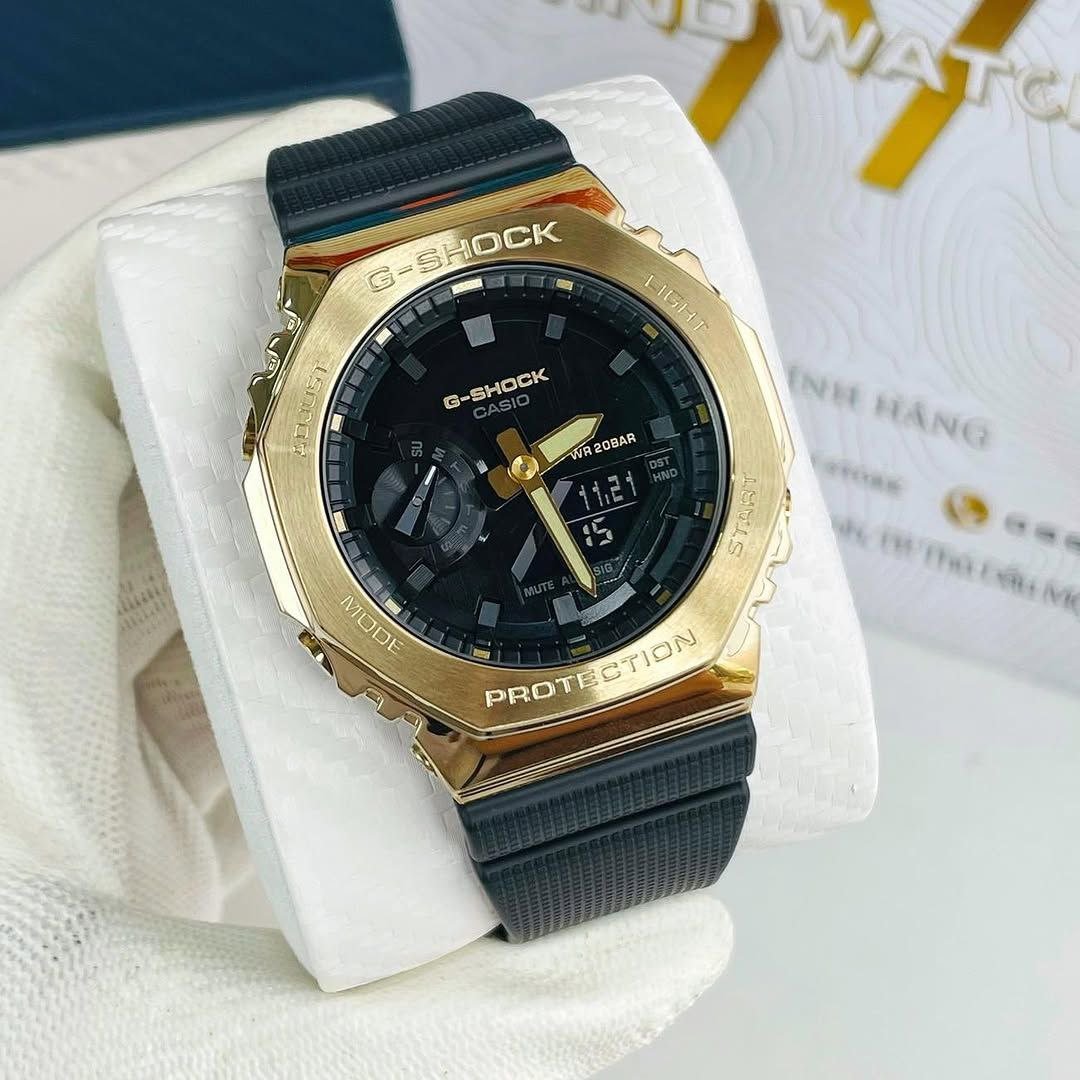 Casio G-Shock "CasiOak" Metal Covered Series — Gold-Tone Stainless Steel Bezel with Black Dial and Black Resin Strap Model Gallery
