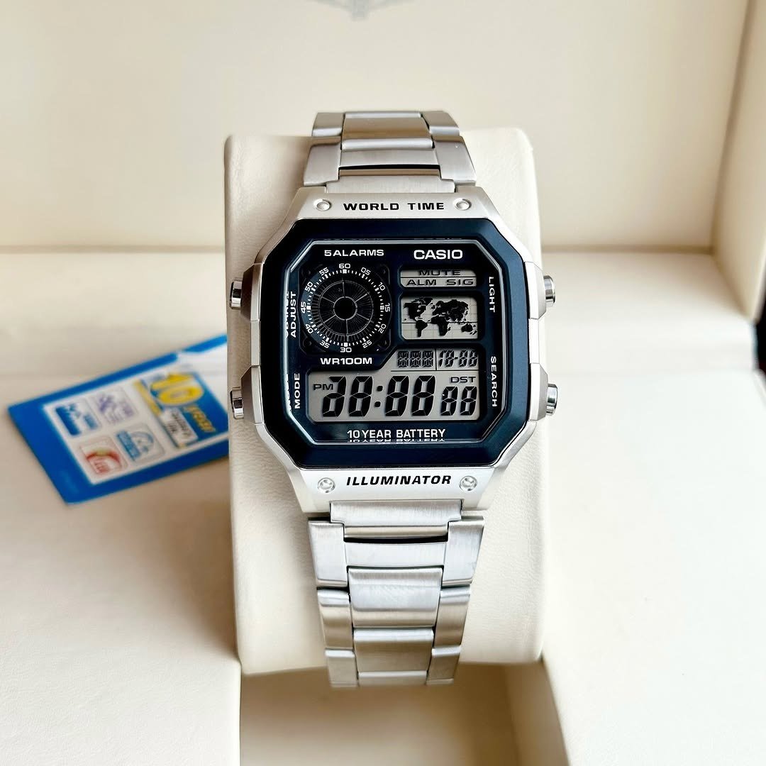 Casio "Royale" Youth Digital Stainless Steel Watch Gallery