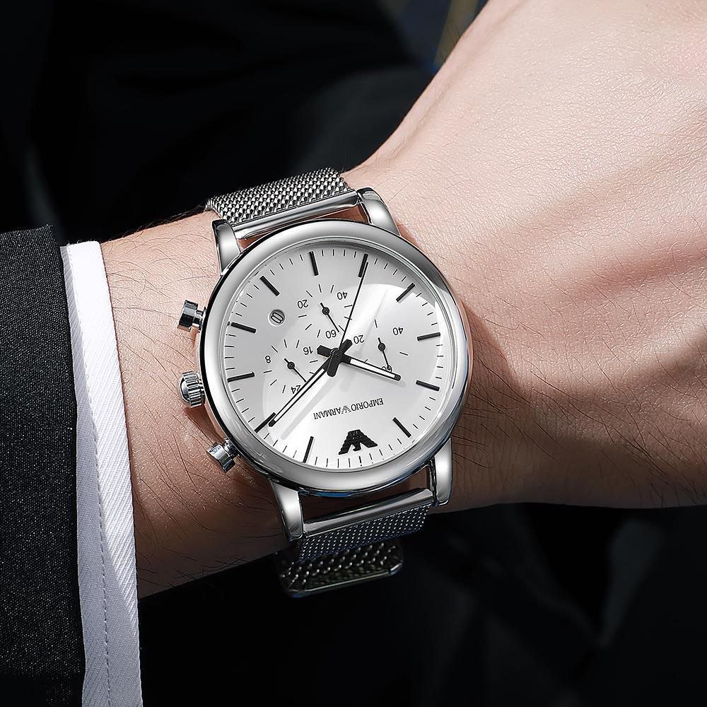 Emporio Armani-Inspired Mesh Strap Chronograph Watch (Master Copy/Replica Design) Gallery
