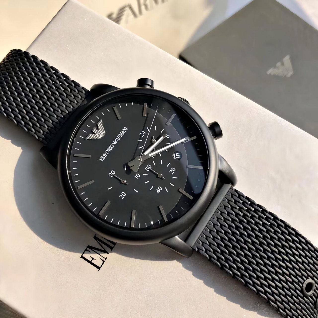 Emporio Armani-Inspired Mesh Strap Chronograph Watch (Master Copy/Replica Design) Gallery
