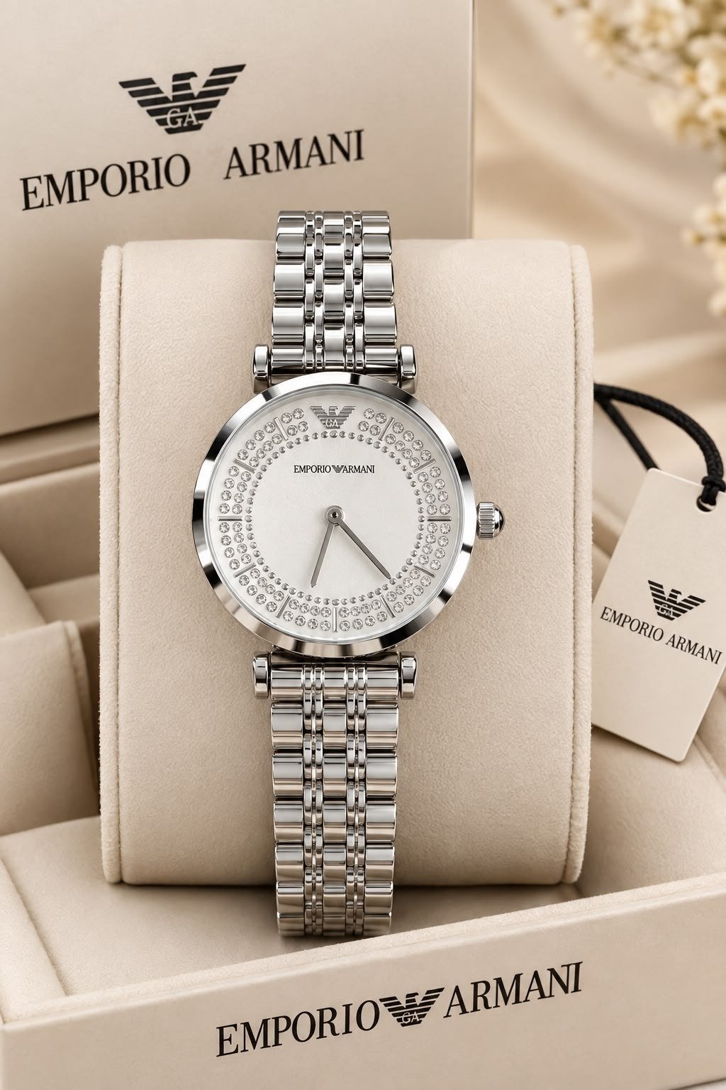 Emporio Armani Crystal Ring Accent Women's Fashion Watch (Master Copy/Replica or Original Variant Hover