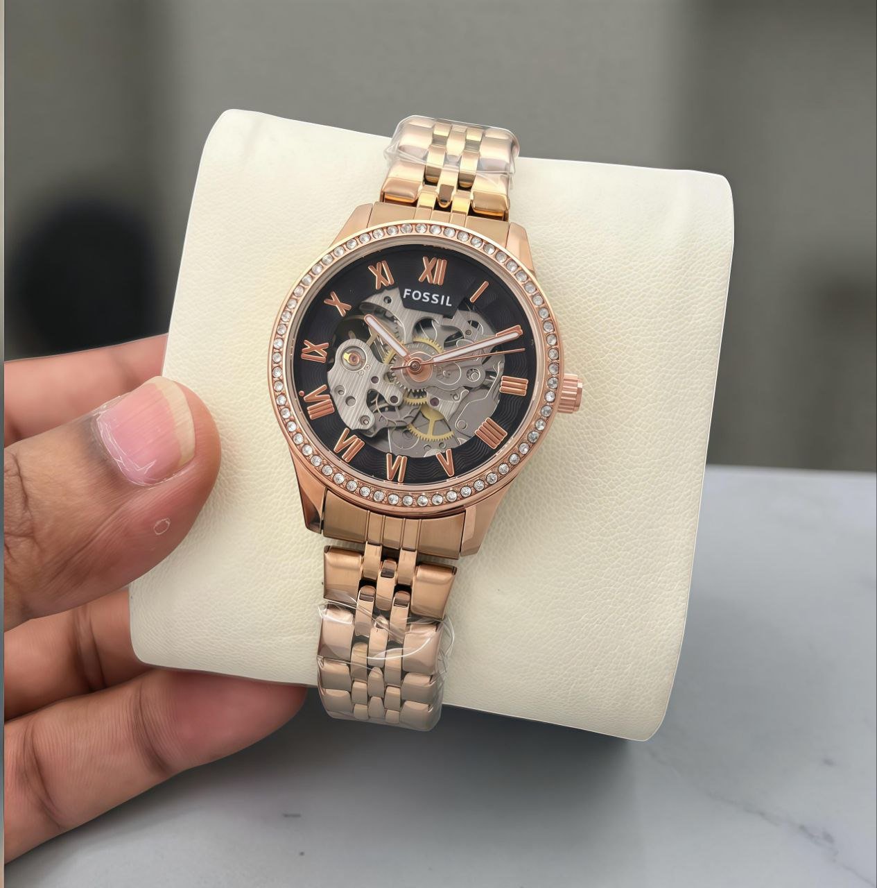 Fossil-Inspired Women's Open-Heart Automatic Crystal Watch Gallery