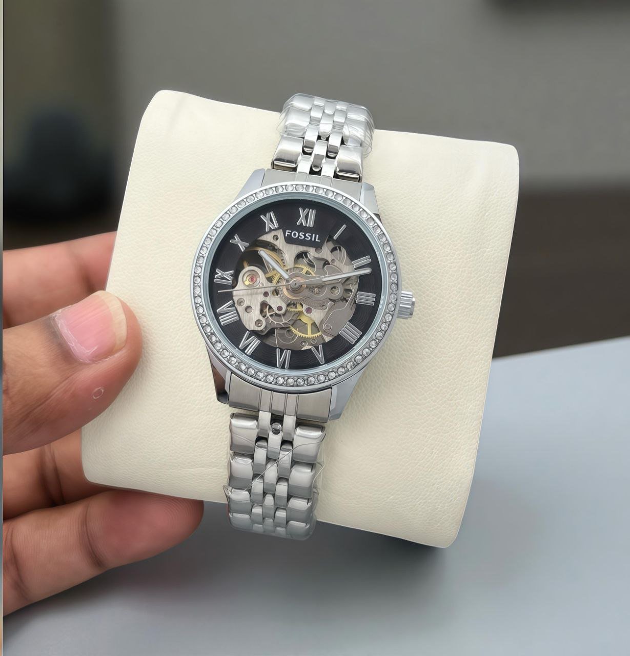 Fossil-Inspired Women's Open-Heart Automatic Crystal Watch Gallery