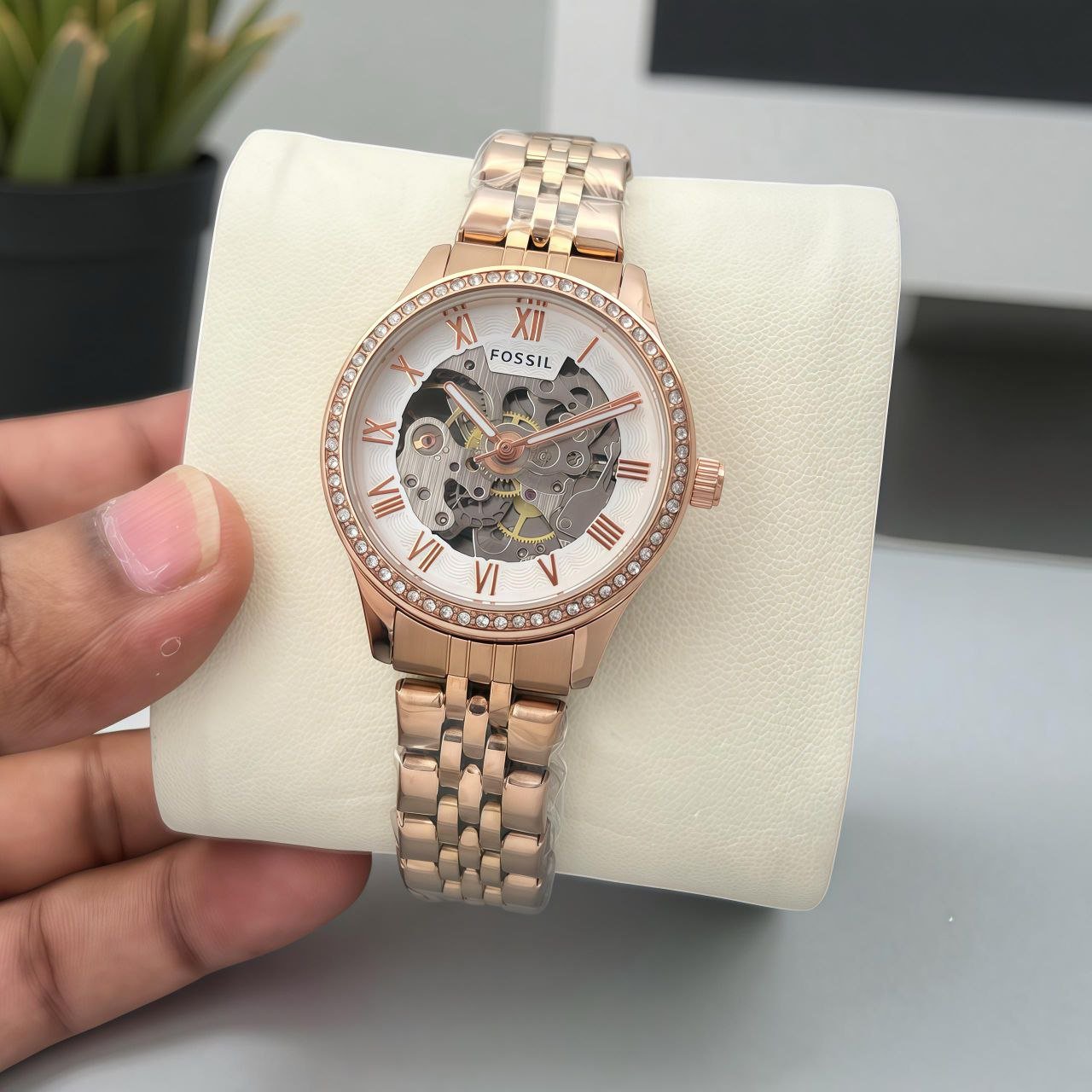 Fossil-Inspired Women's Open-Heart Automatic Crystal Watch Gallery