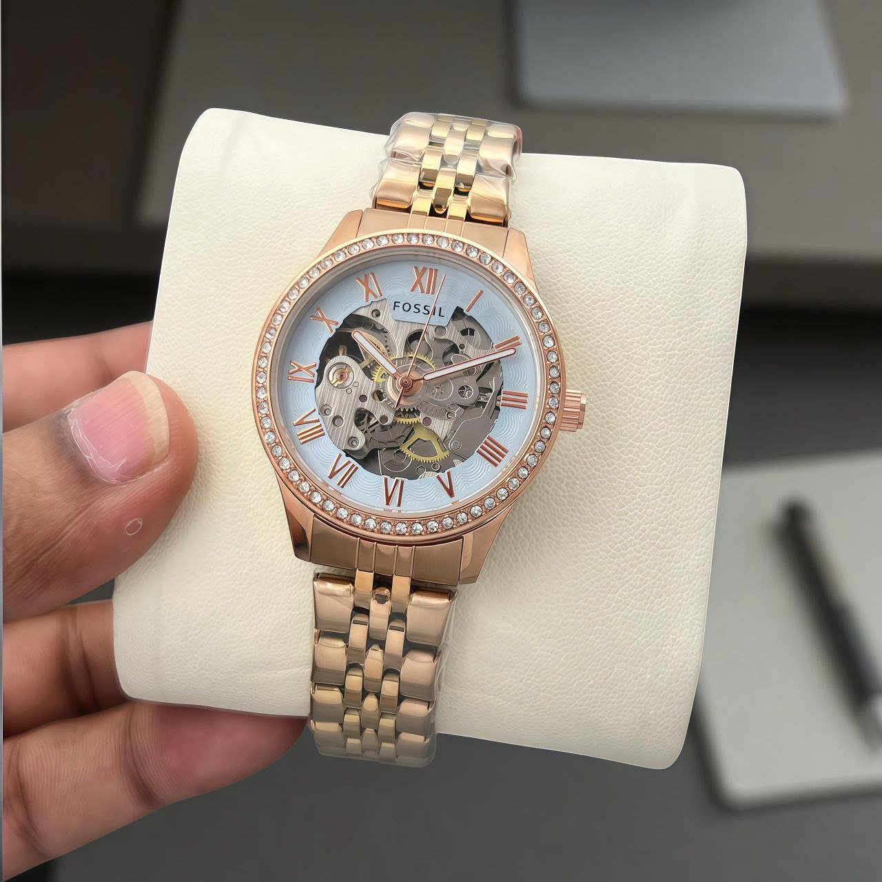 Fossil-Inspired Women's Open-Heart Automatic Crystal Watch Gallery