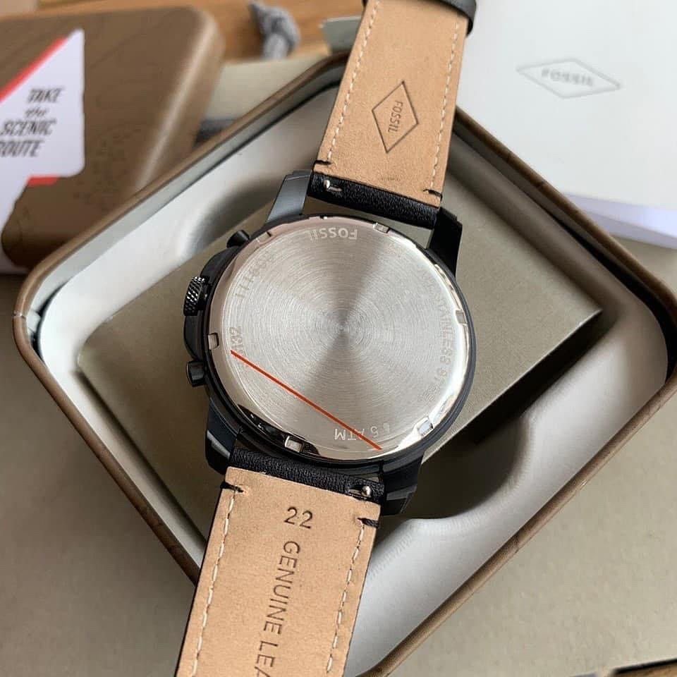 Fossil Grant Chronograph — Smoke Stainless Steel Case with Dark Grey Dial and Black Leather Strap Gallery