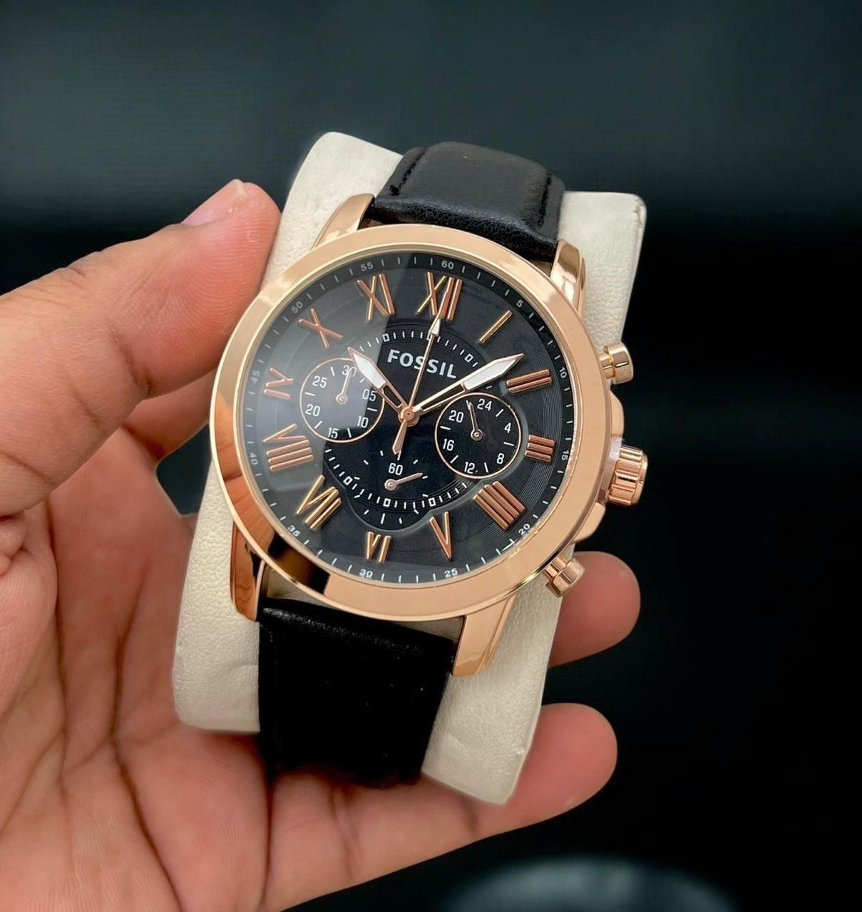 Fossil Grant Chronograph Leather Strap Men's Watch Hover