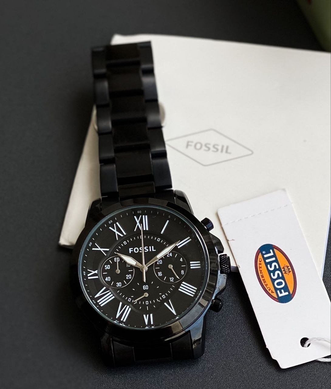 Fossil Grant / Machine Chronograph All-Black Stainless Steel Men's Watch Gallery