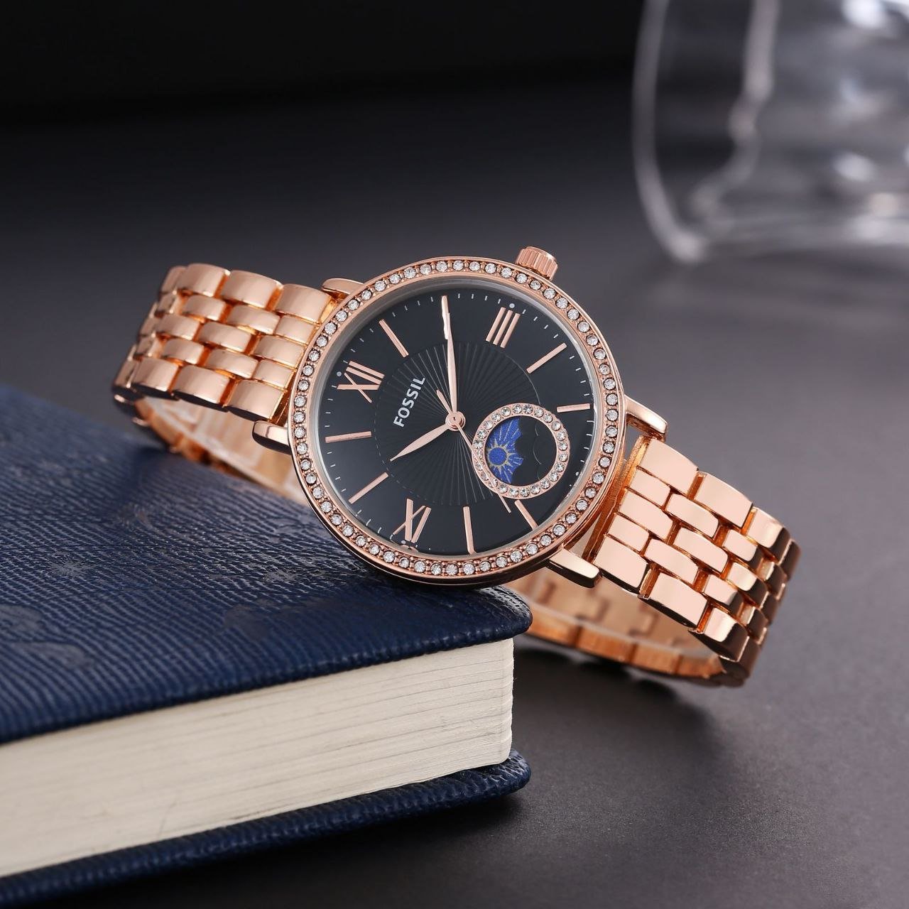 Fossil Jacqueline / Modern Classic Sun-and-Moon Crystal Women's Watch Hover