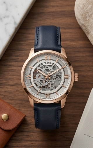 Fossil Townsman Automatic Dark Brown Leather Watch Gallery