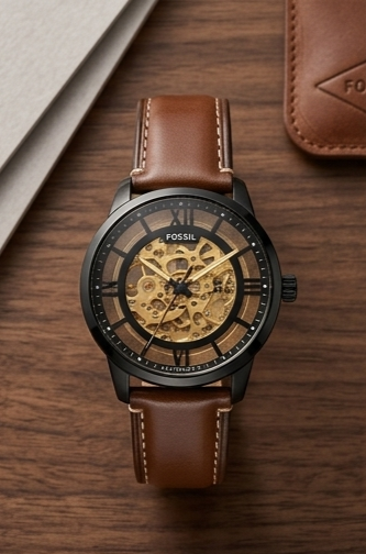 Fossil Townsman Automatic Dark Brown Leather Watch Gallery