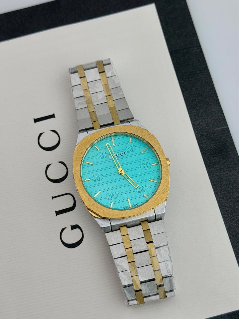 Gucci Two-Tone Cushion-Case Swiss Watch Gallery