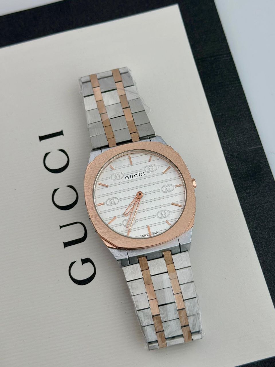 Gucci Two-Tone Cushion-Case Swiss Watch Gallery
