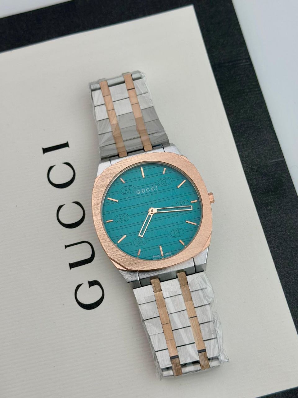 Gucci Two-Tone Cushion-Case Swiss Watch Gallery