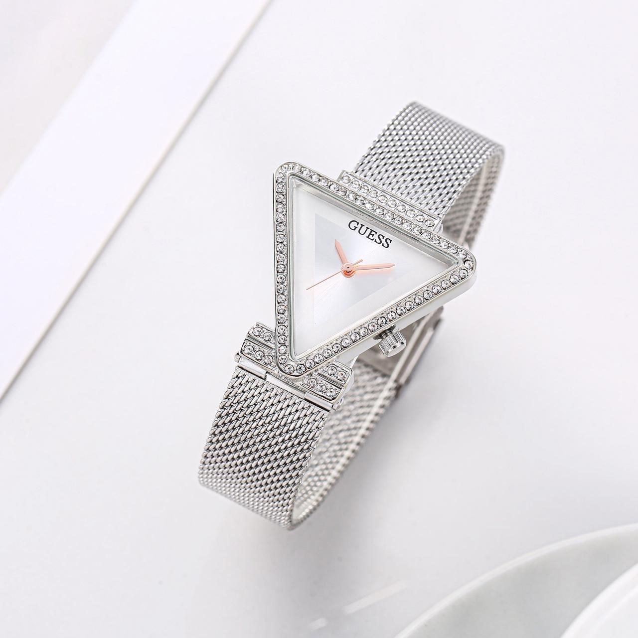 Guess Triangular Crystal-Bezel Mesh Watch Hover