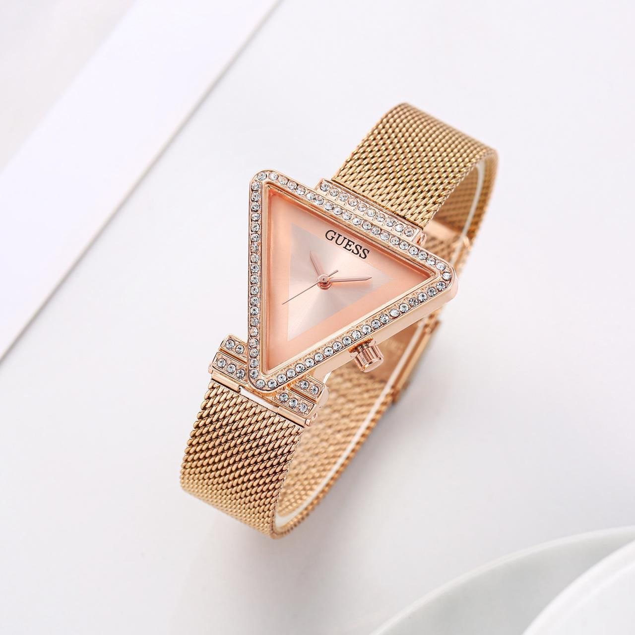 Guess Triangular Crystal-Bezel Mesh Watch Gallery