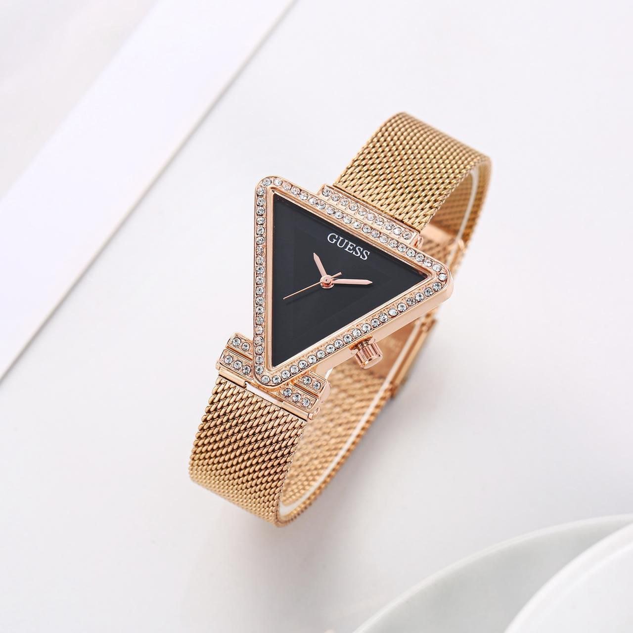 Guess Triangular Crystal-Bezel Mesh Watch Gallery