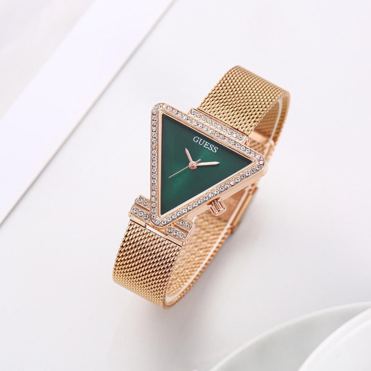 Guess Triangular Crystal-Bezel Mesh Watch Gallery