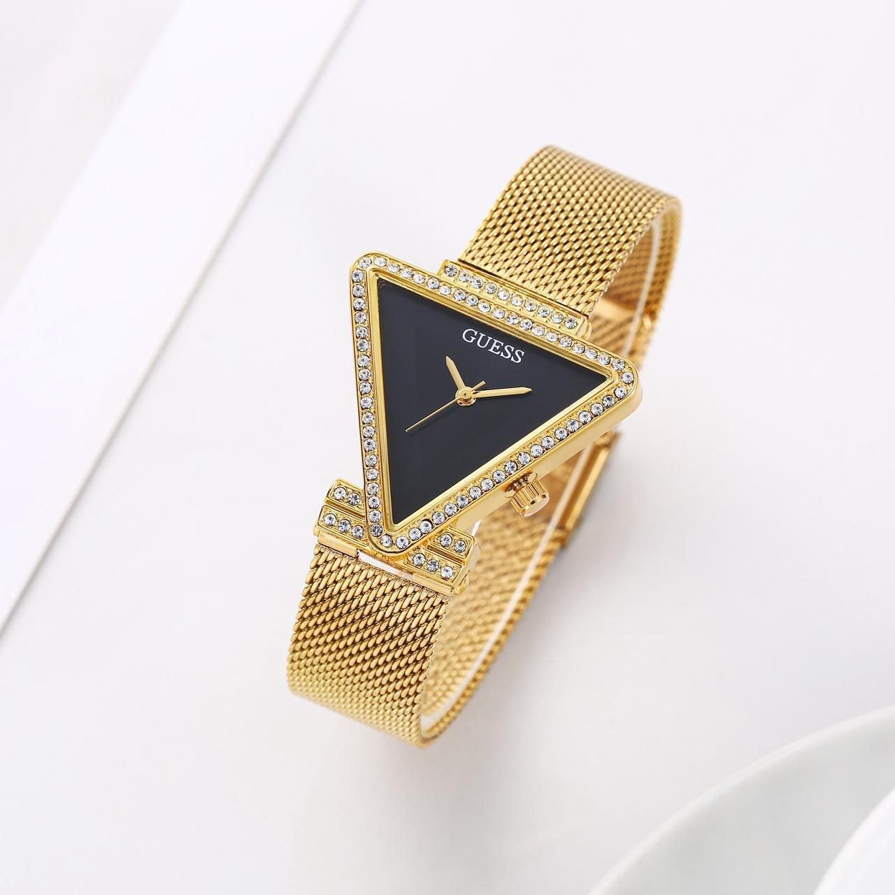 Guess Triangular Crystal-Bezel Mesh Watch Gallery