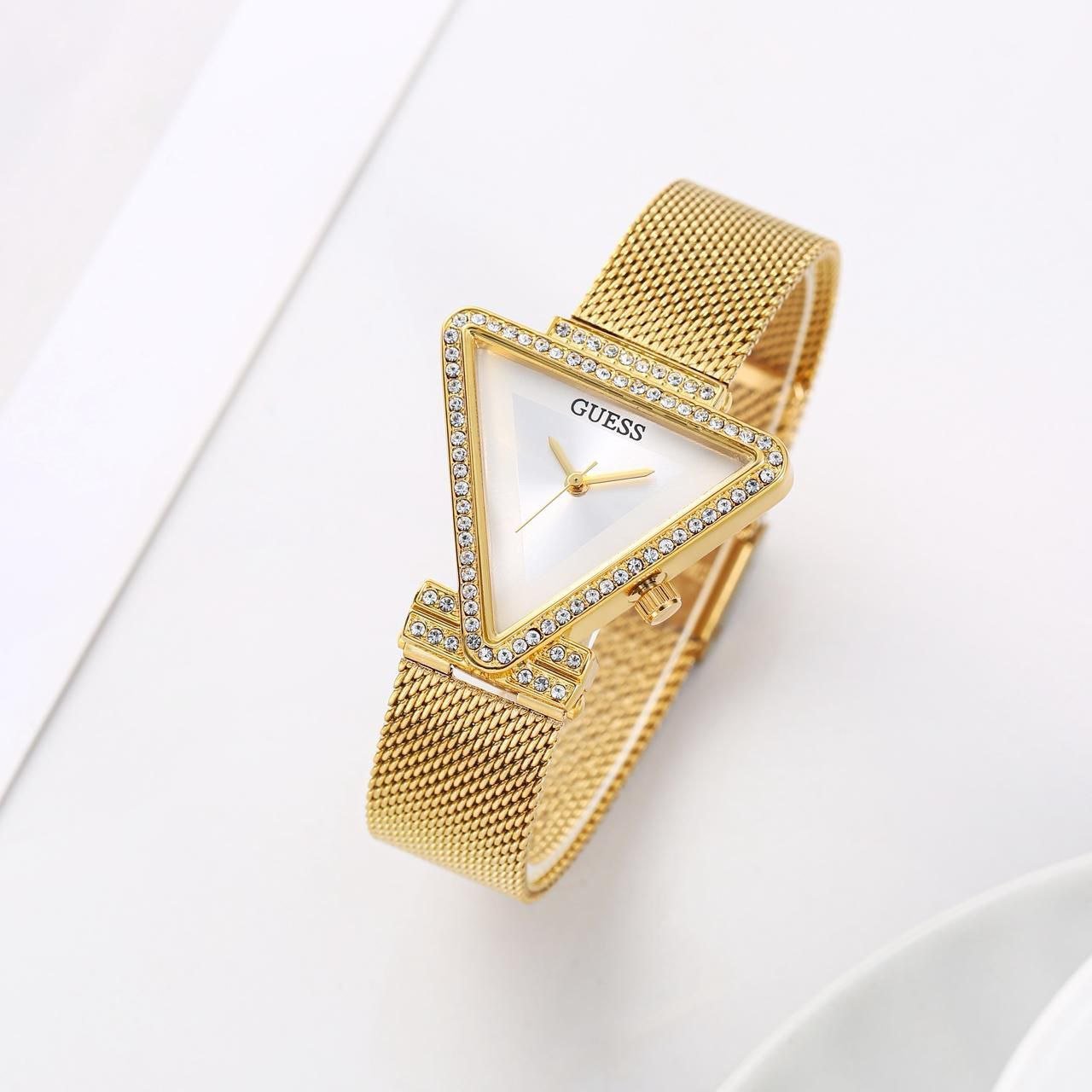 Guess Triangular Crystal-Bezel Mesh Watch Gallery