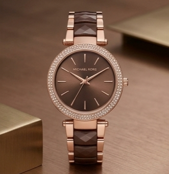 Michael Kors Mini Darci Rose Gold-Tone / Black Acetate Women's Watch Gallery