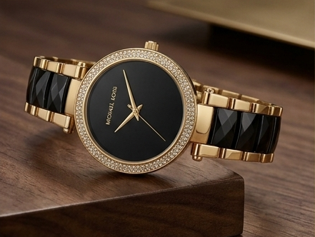 Michael Kors Mini Darci Rose Gold-Tone / Black Acetate Women's Watch Gallery