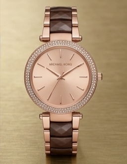 Michael Kors Mini Darci Rose Gold-Tone / Black Acetate Women's Watch Gallery