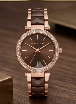 Michael Kors Mini Darci Rose Gold-Tone / Black Acetate Women's Watch Gallery