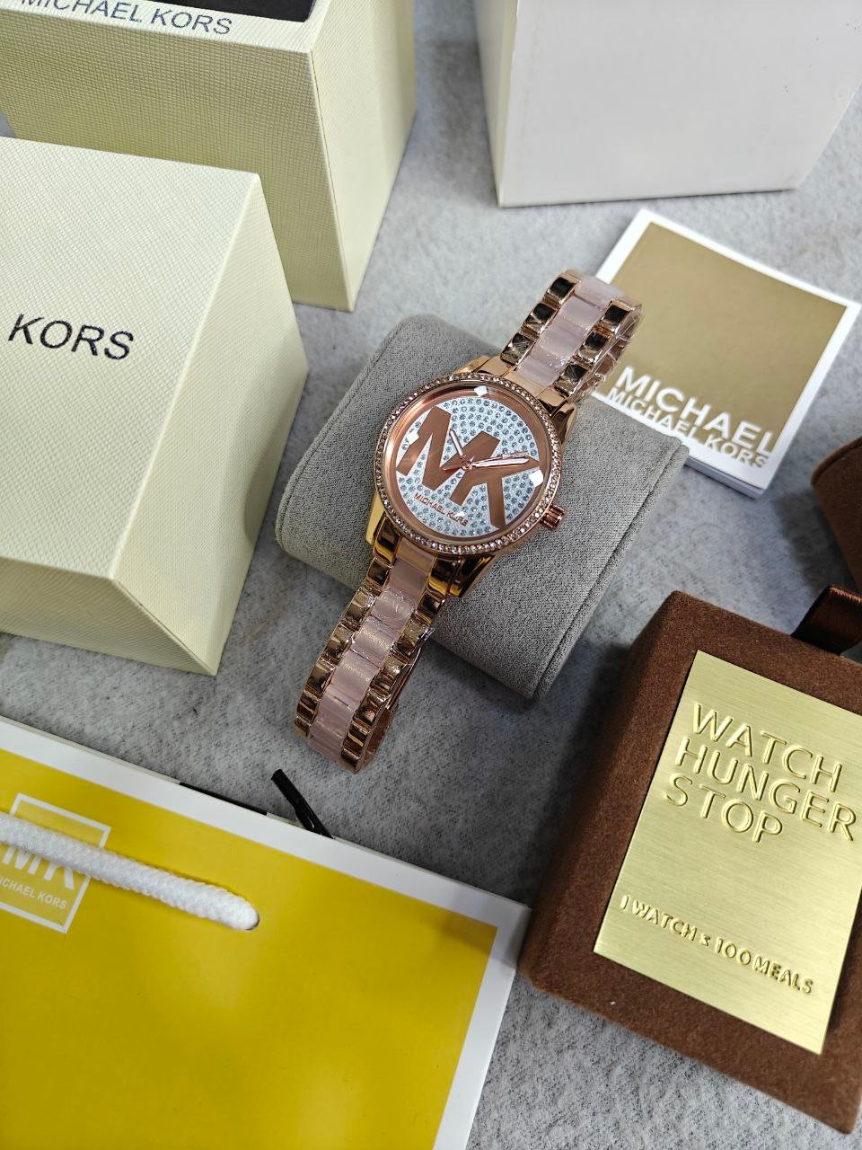 Michael Kors Pyper — Rose Gold-Tone Pave Topring with Bold MK Monogram Glitz Dial (Model Reference: MK4594 / Pyper Collection) Gallery