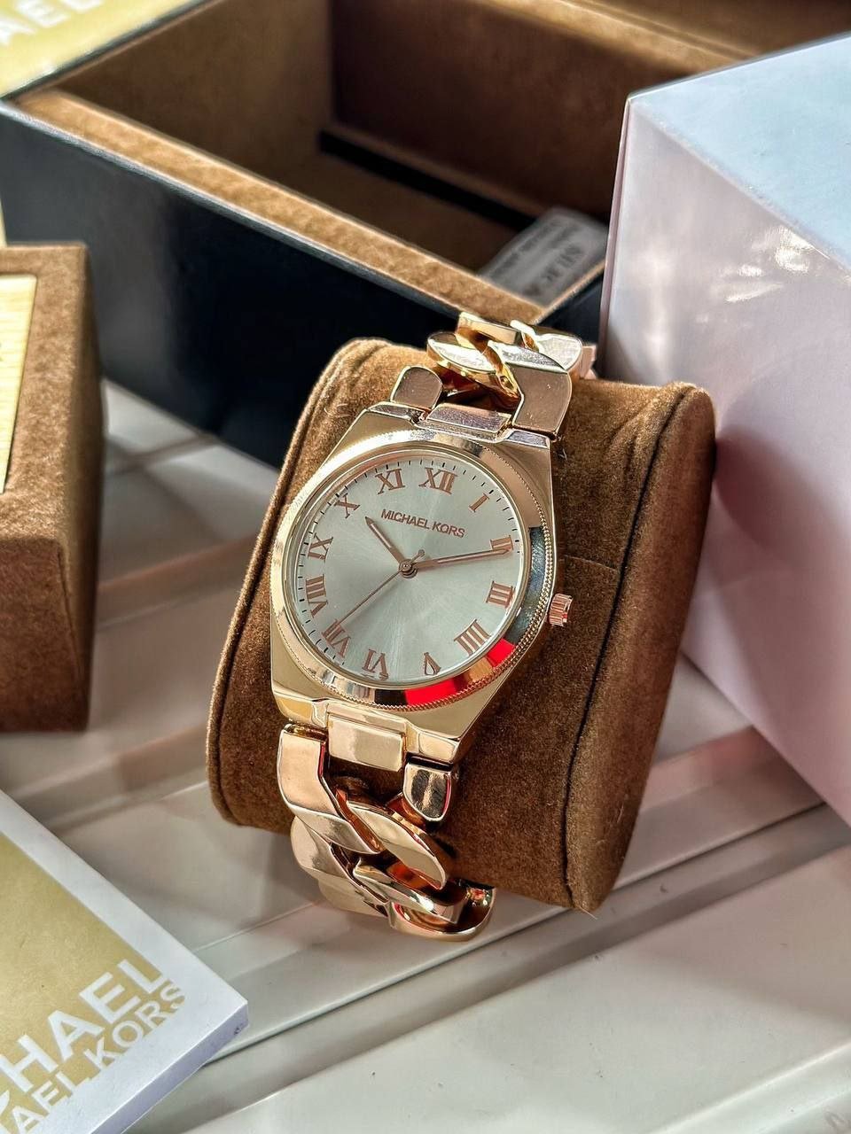 Michael Kors — Rose Gold-Tone Stainless Steel Watch with Sunray Dial and Chain-Link Bracelet Gallery