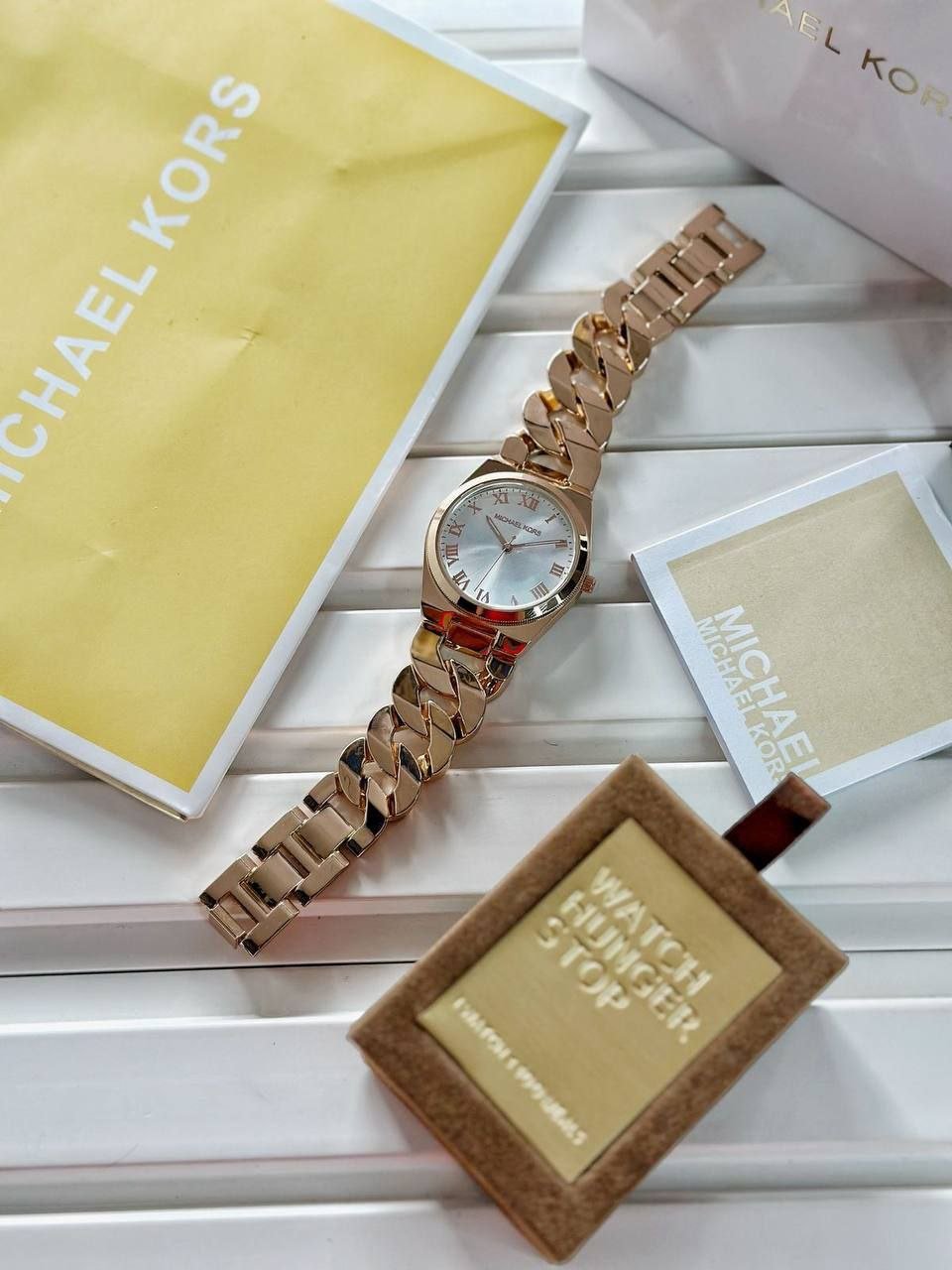Michael Kors — Rose Gold-Tone Stainless Steel Watch with Sunray Dial and Chain-Link Bracelet Gallery