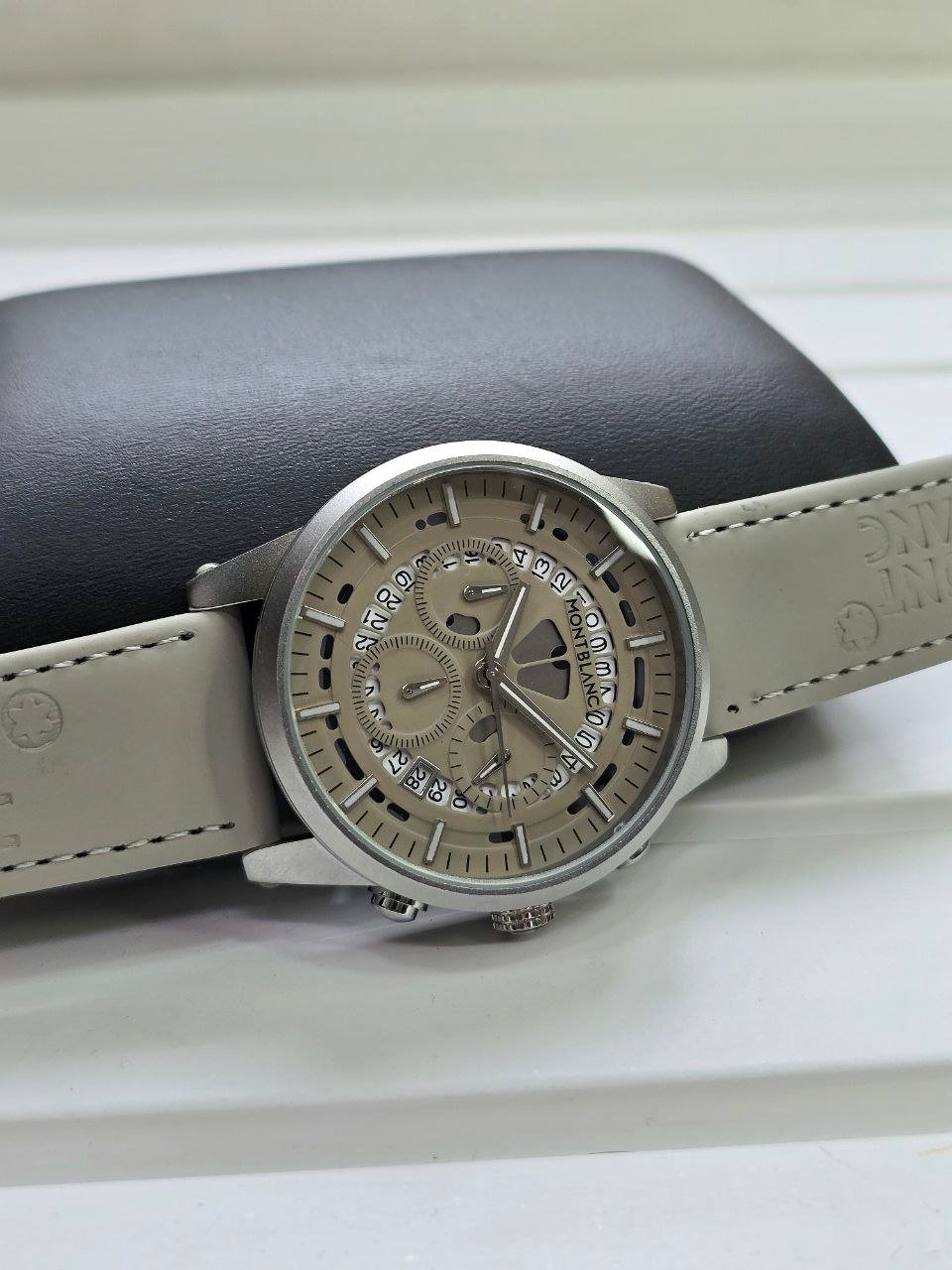 Montblanc Multi-Function Chronograph (Matte Grey Sfumato Dial with Grey Leather Strap Edition) Gallery
