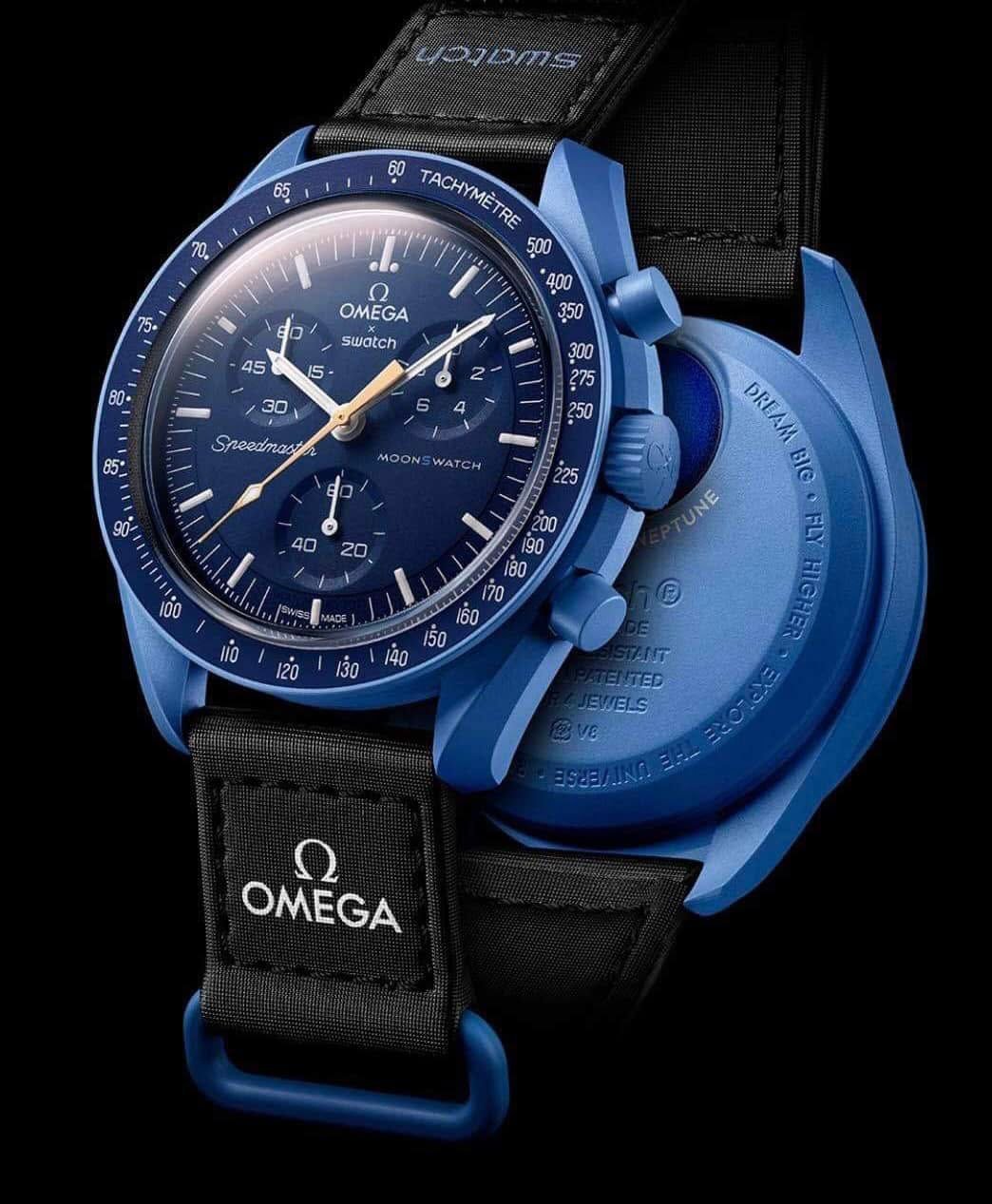 Omega x Swatch Bioceramic MoonSwatch — Mission to Neptune Hover