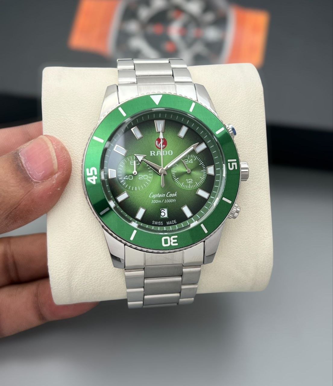 Rado Captain Cook High-Tech Ceramic Chronograph (Stainless Steel Case with Green Sunburst Dial, Matching Green Ceramic Bezel Insert, and Stainless Steel Bracelet) Hover