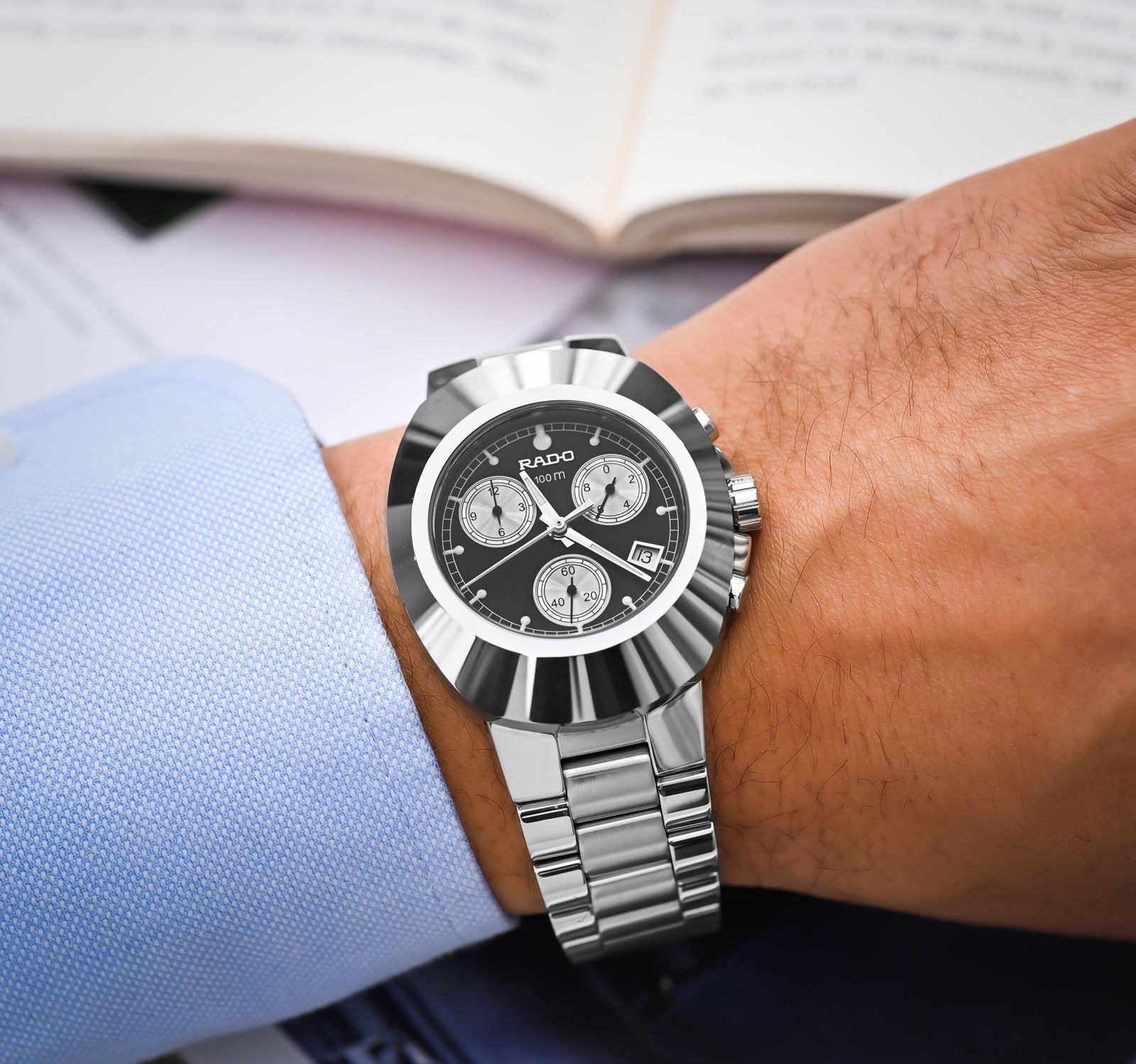 Rado DiaStar Original Chronograph (Silver & Black Dial with Faceted Bezel) — Model Variant Rado DiaStar Chronograph Steel Series Gallery