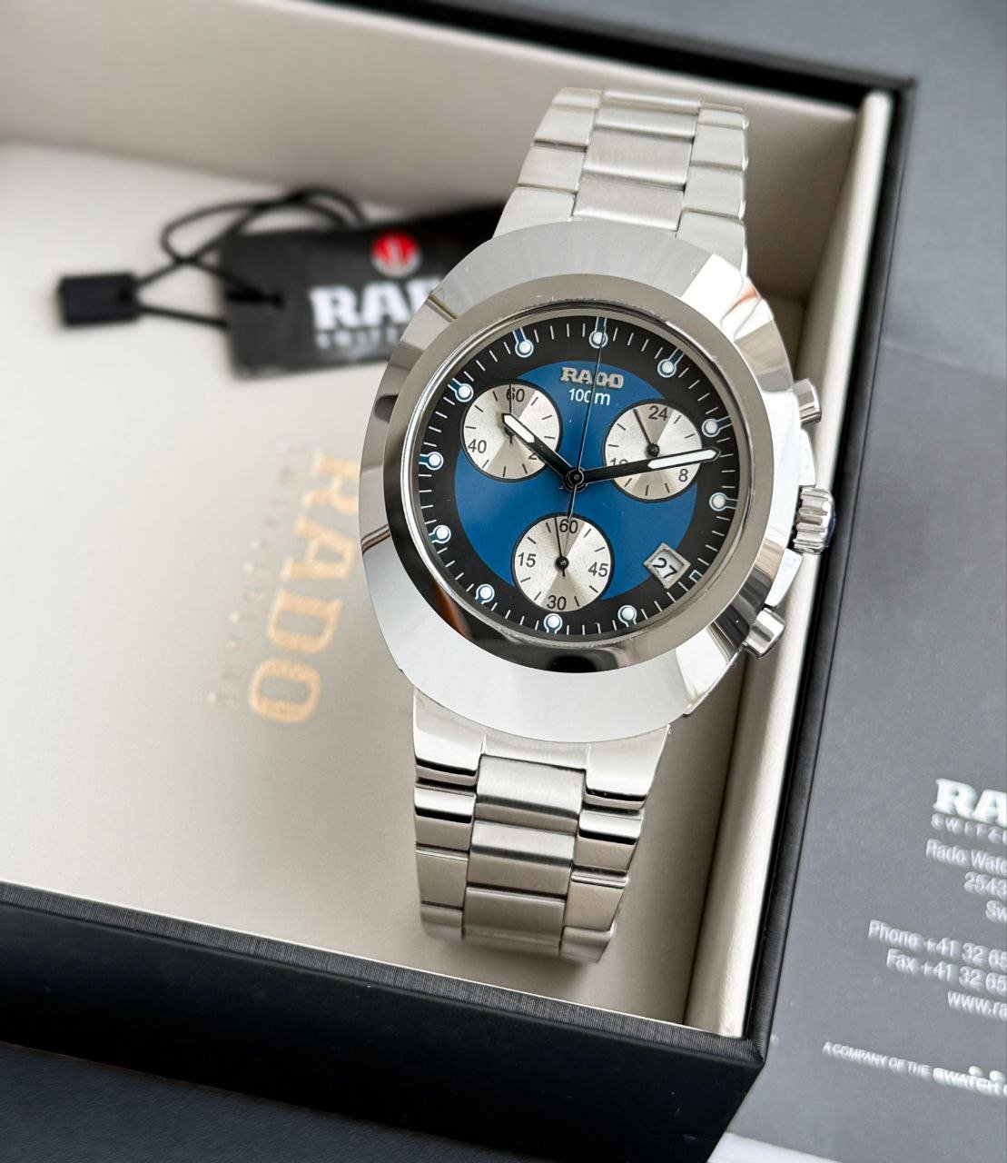 Rado DiaStar Original Chronograph (Blue Dial & Stainless Steel Bracelet Edition) — Model Gallery