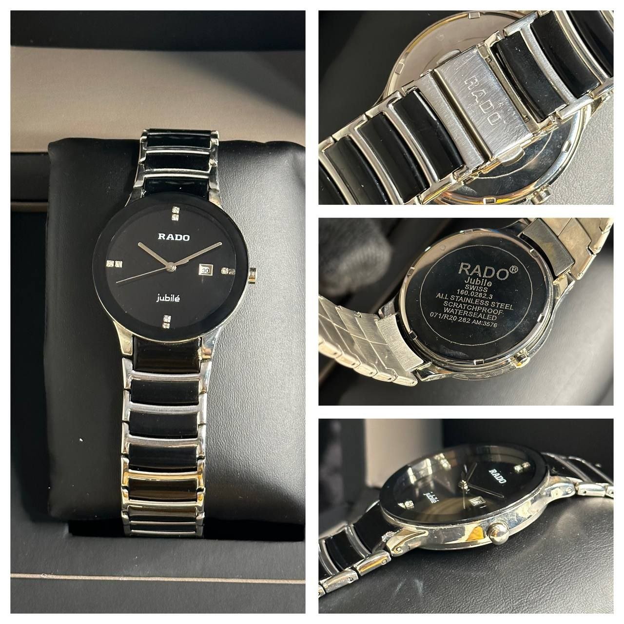 Rado Integral / Centrix Jubilé Black & Gold Edition (Black High-Tech Ceramic & Gold-Tone Case, Minimalist Glossy Black Dial with Diamond Hour Markers, Date Window, and Ceramic/Gold Link Bracelet) Gallery