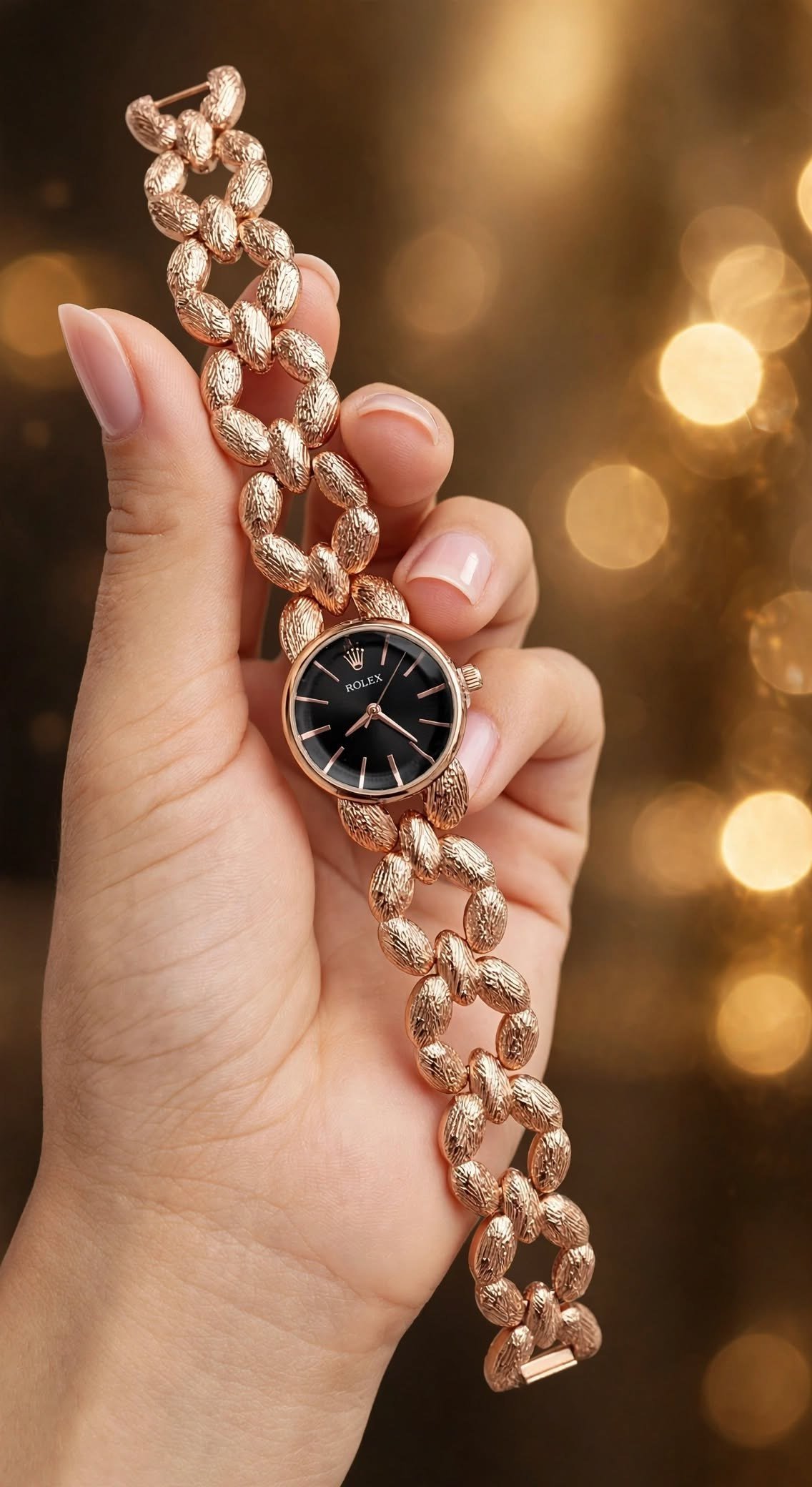 Rolex Custom Jewelry / Textured Chain-Link Women's Luxury Watch (Master Copy/Replica or Concept Variant) Gallery