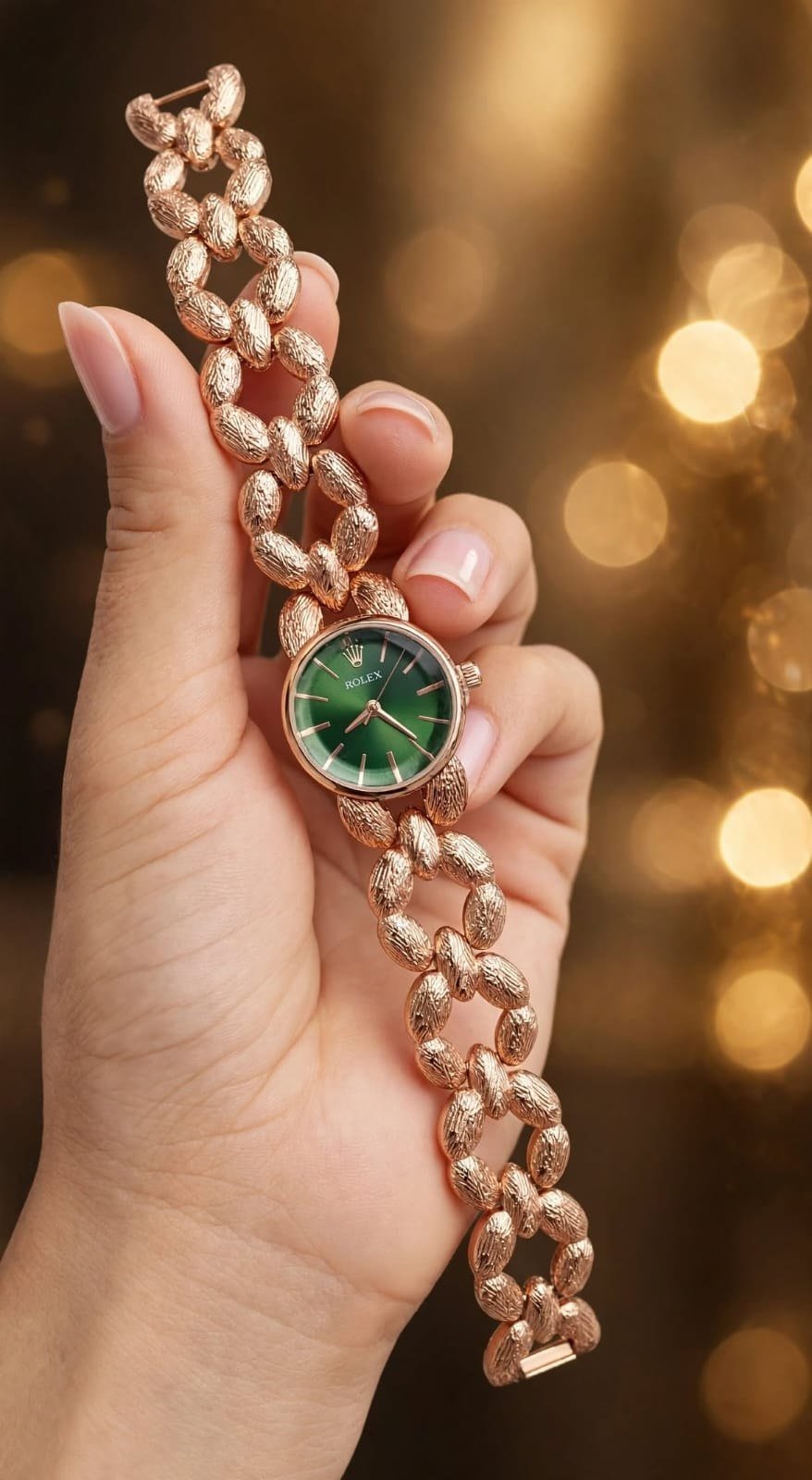 Rolex Custom Jewelry / Textured Chain-Link Women's Luxury Watch (Master Copy/Replica or Concept Variant) Gallery