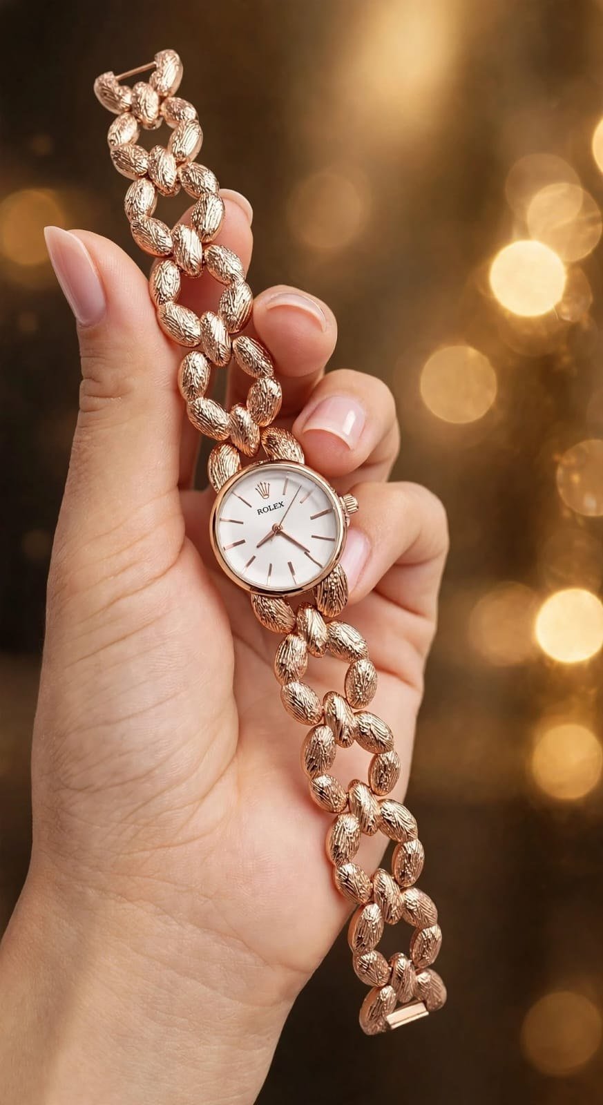 Rolex Custom Jewelry / Textured Chain-Link Women's Luxury Watch (Master Copy/Replica or Concept Variant) Gallery