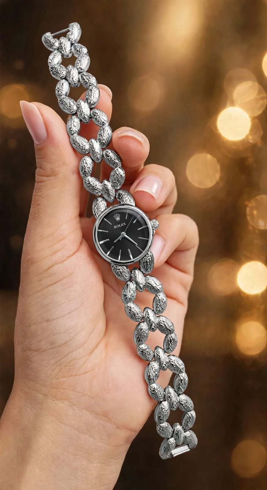 Rolex Custom Jewelry / Textured Chain-Link Women's Luxury Watch (Master Copy/Replica or Concept Variant) Gallery