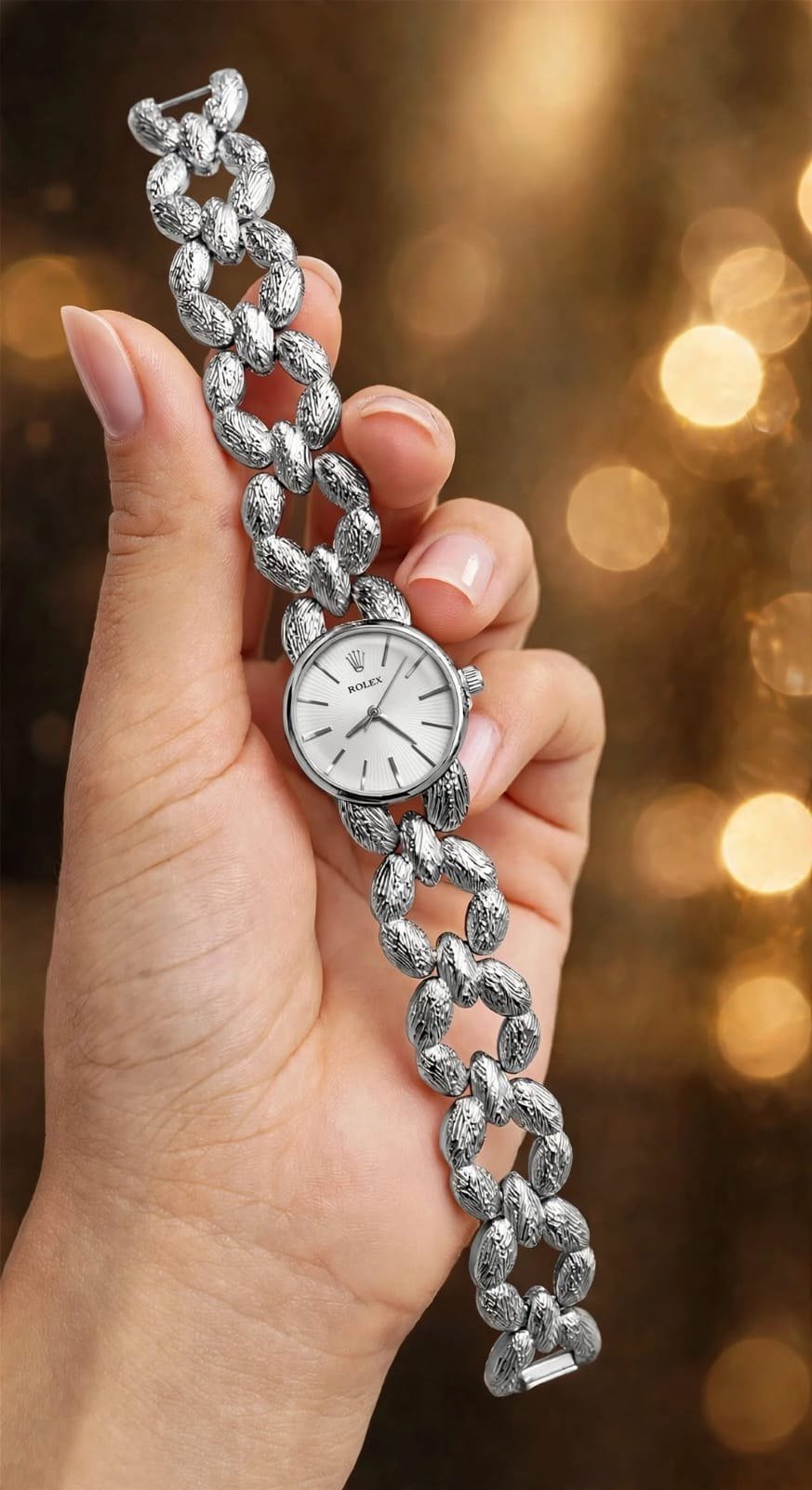 Rolex Custom Jewelry / Textured Chain-Link Women's Luxury Watch (Master Copy/Replica or Concept Variant) Gallery