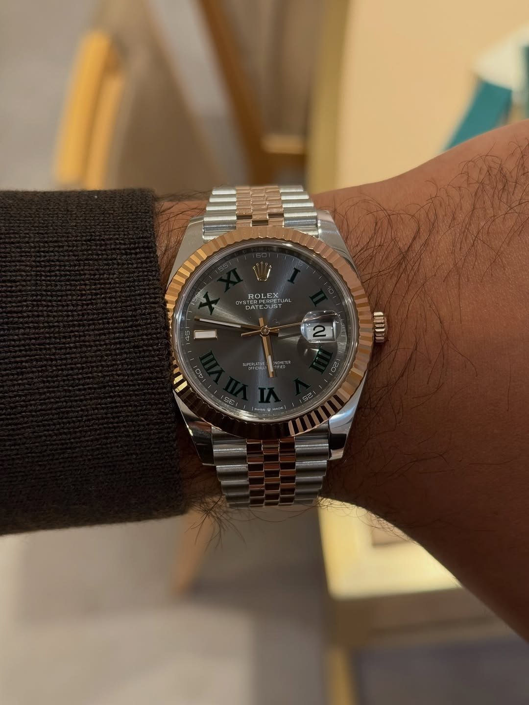 Rolex Datejust 41 (Everose Rolesor — Oystersteel & 18k Everose Gold with Slate Grey "Wimbledon" Roman Numeral Dial and Jubilee Bracelet) Gallery