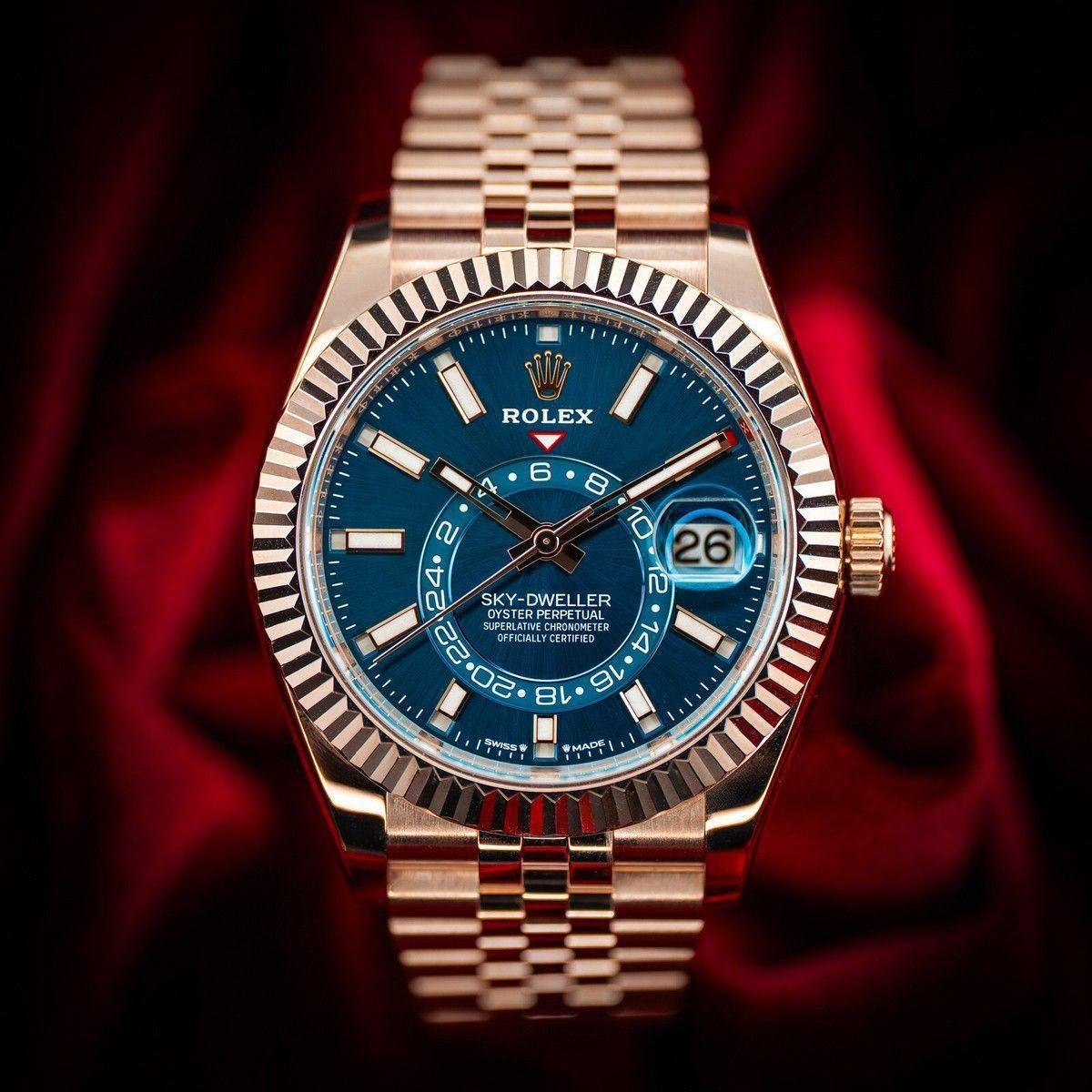 Rolex Sky-Dweller 18K Everose Gold on Jubilee Bracelet Gallery