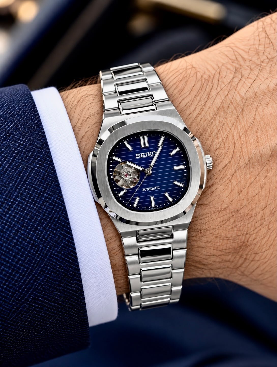 Seiko MOD "Seikonaut / Nautilus" Open Heart Automatic Custom Series Gallery