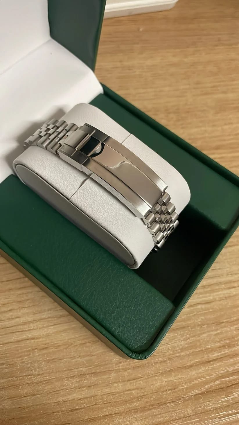 Seiko Mod Datejust "Arabic Dial" — Custom Build Stainless Steel Case with Fluted Bezel, Green Sunburst Eastern Arabic Numerals Dial, and Jubilee Bracelet Gallery