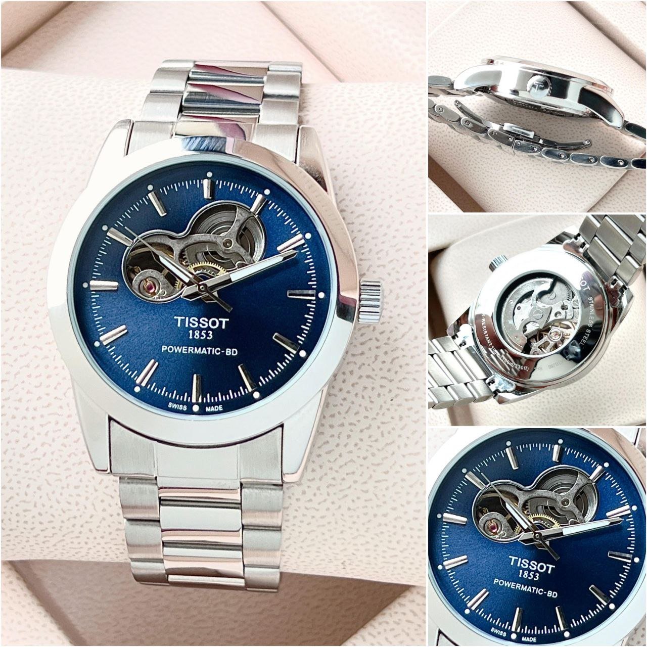 Tissot Gentleman Powermatic 80 Open Heart (Ref. T127.407.11.041.01) — Stainless Steel Case with Blue Open-Heart Dial, Exposed Movement Window, and Stainless Steel Bracelet Gallery