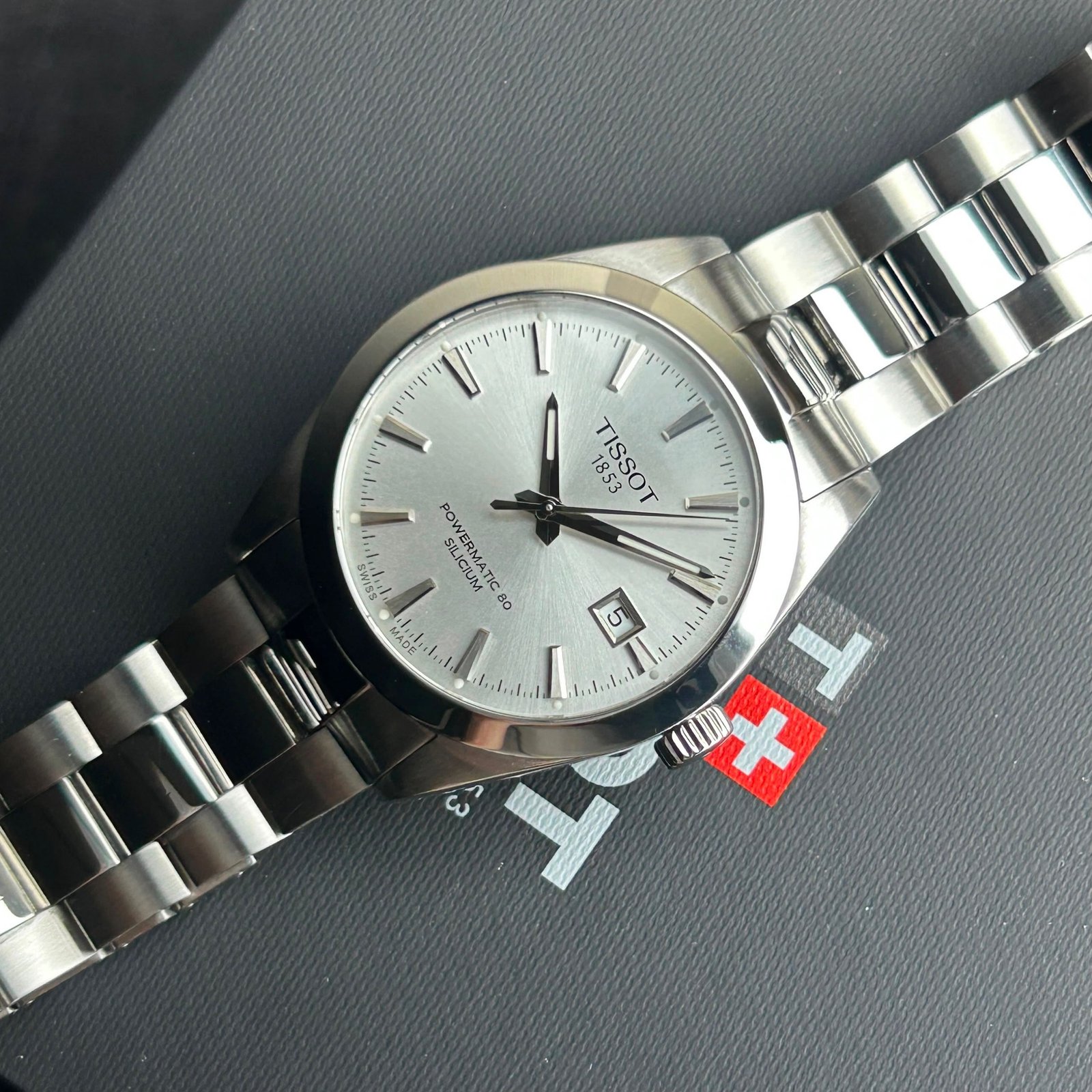 Tissot Gentleman Powermatic 80 Silicium Silver Dial Stainless Steel Watch Gallery